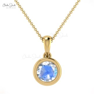 Delicate Dangle Wedding Pendant in Pure 14k Gold Moonstone Gemstone Necklace For Her