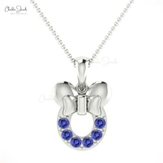 AAA Tanzanite Kids Pendant In 14k Real White Gold Mickey Head Round Cut Fine Jewelry