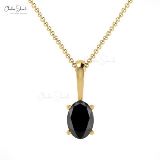 Natural Black Diamond 0.72Ct Solitaire Handcrafted Charm Pendant 14k Solid Gold Jewelry
