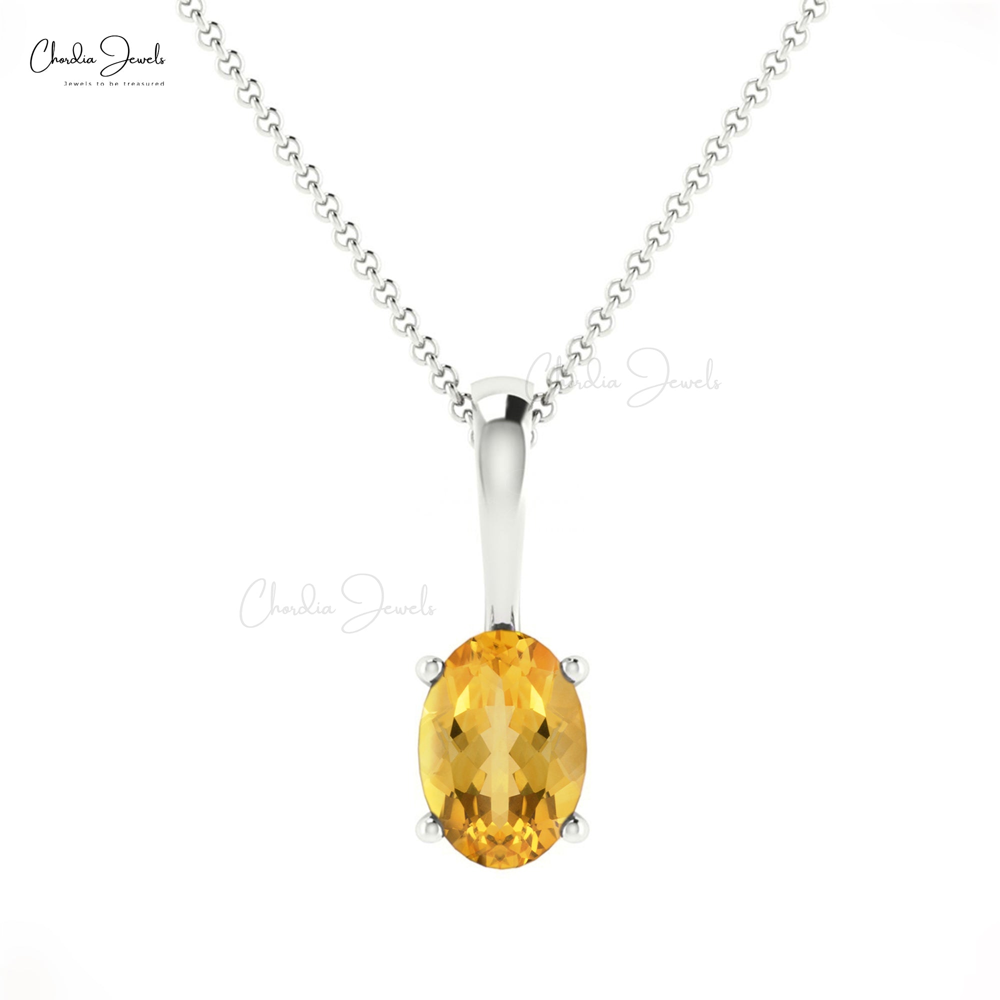 Natural Citrine 0.42Ct Oval Cut Solitaire Pendant 14k Solid Gold Gemstone Accented Jewelry