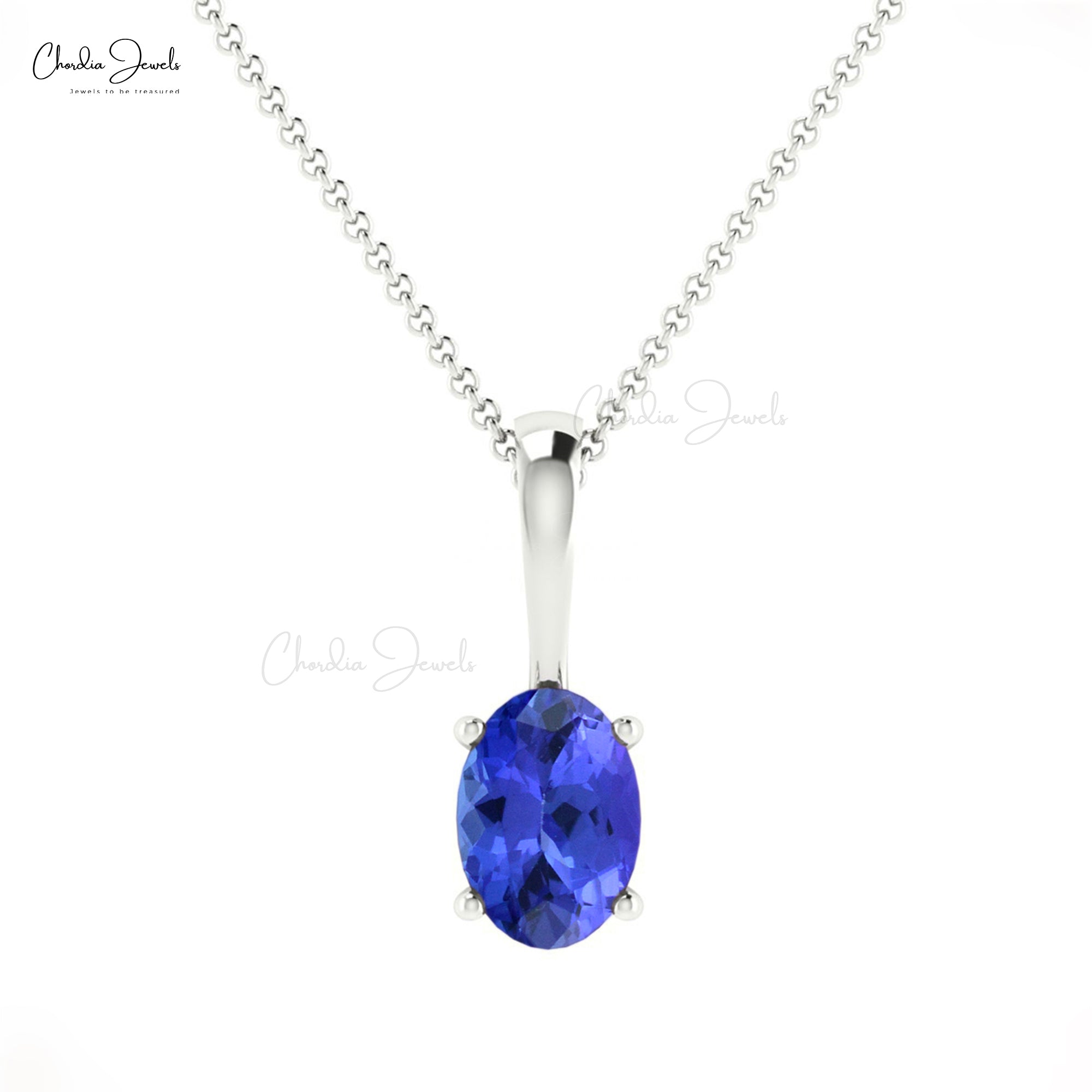 Solitaire Oval Charm With 6x4mm Tanzanite December Birthstone 14k Real Gold Pendant