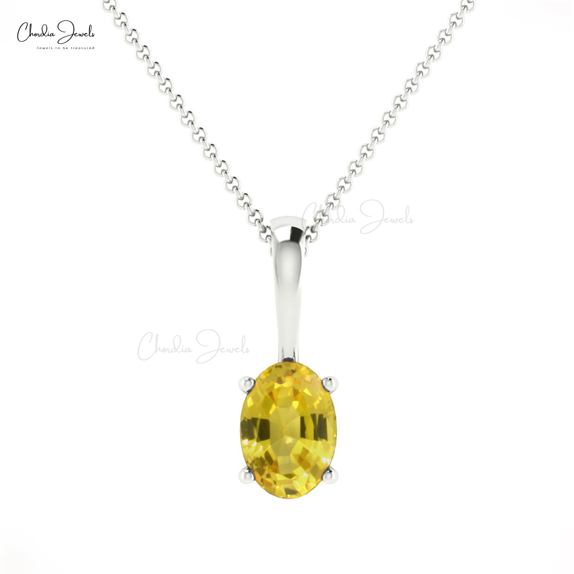 Delicate 0.58Ct Yellow Sapphire Solitaire Dainty Pendant 14k Gold Oval Cut Gemstone Jewelry