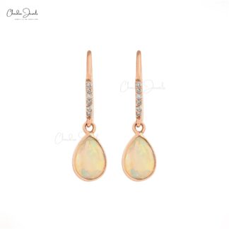 Authentic Opal Gorgeous Earrings 14k Solid Rose Gold Earrings 1mm Round Cut Certified White Diamond Earrings For Women’s