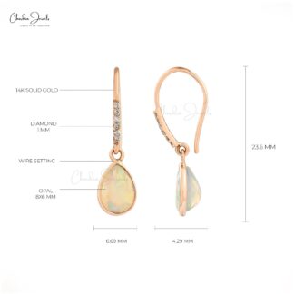 Authentic Opal Gorgeous Earrings 14k Solid Rose Gold Earrings 1mm Round Cut Certified White Diamond Earrings For Women’s