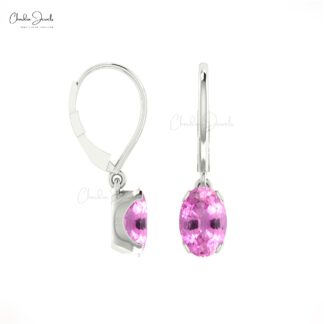 Solid 14k Gold Pink Sapphire Dangle Earrings 1.16ct September Birthstone Light Weight Earring