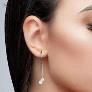 Natural Opal Emerald Drop Earrings for Women