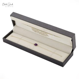 Diamond Accented Bracelet In 14k Solid Yellow Gold Amethyst 11x9mm Oval Gemstone Bracelets