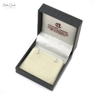 Dainty Diamond Solitaire Stud Earrings In 14k Real White Gold Handmade Fine Jewelry