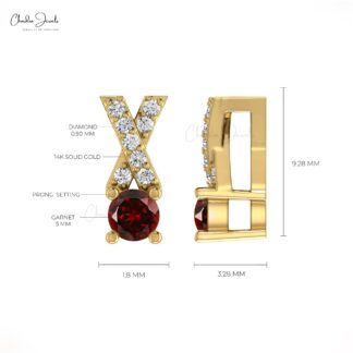 AAA Quality Garnet Criss Cross Pendant in 14K Gold
