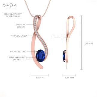 Dual Birthstone Overlay Charm In 14k Solid Gold Blue Sapphire And Diamond Pendant