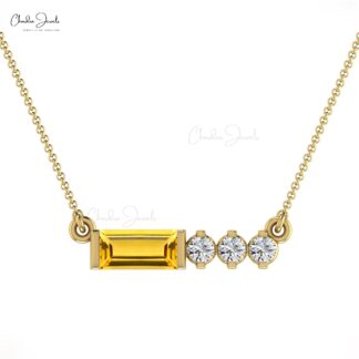 Dual Birthstone Matinee Necklace With 6x3mm Citrine Diamond Necklaces In 14k Real Gold