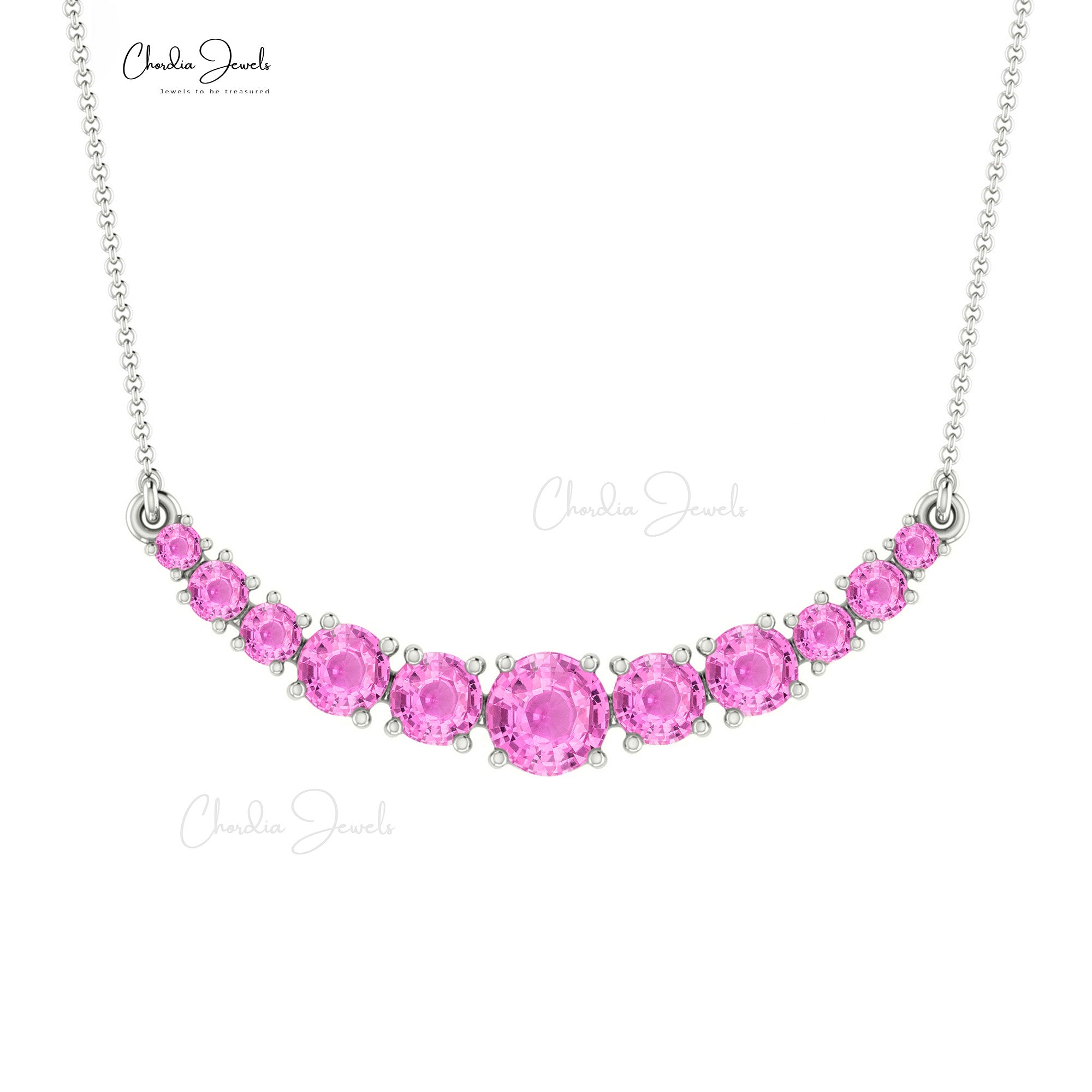 Statement Handmade Necklace In 14k Solid Gold Pink Sapphire 1.19 Ct Stone Bridal Jewelry