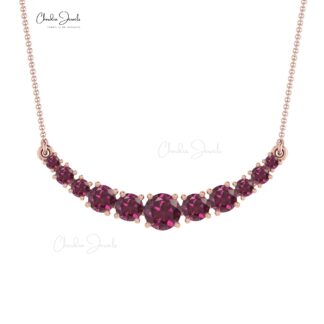 Natural Rhodolite Garnet Statement Necklace With 0.35 Ct Gemstone 14k Gold Fine Jewelry