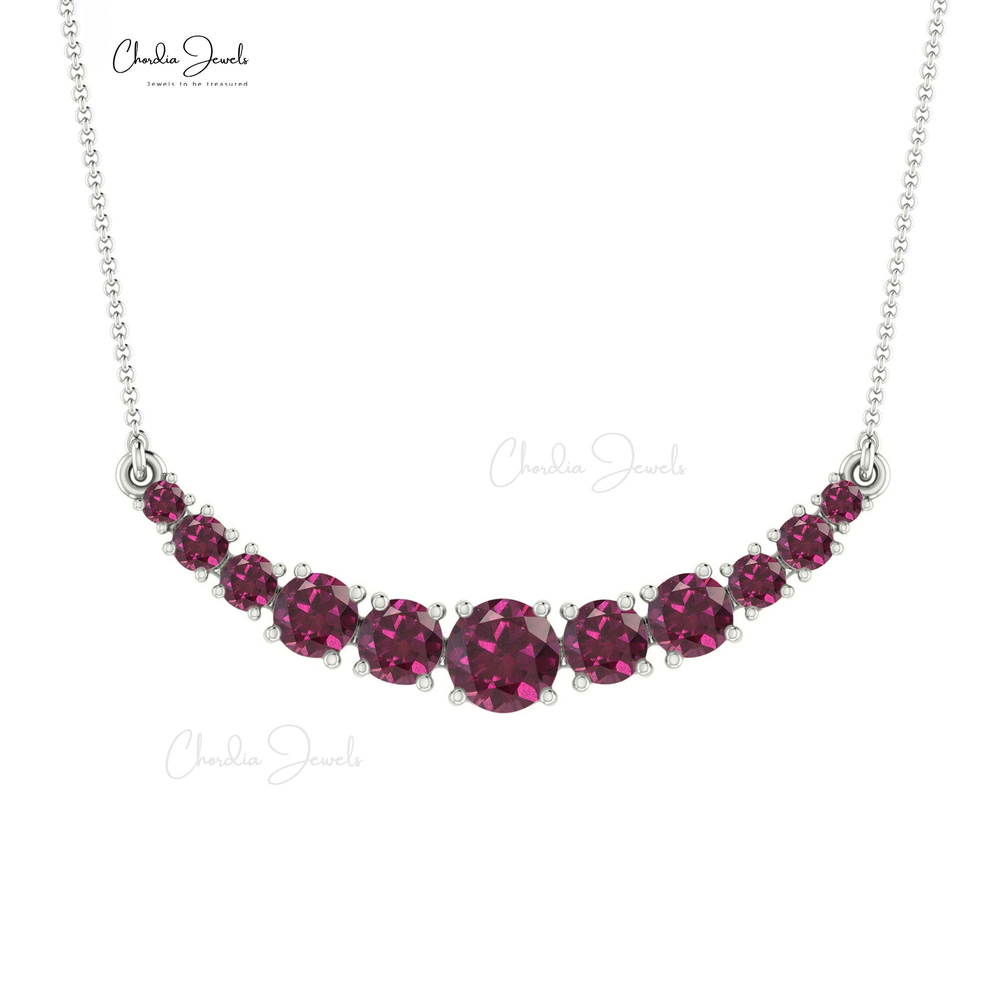 Natural Rhodolite Garnet Statement Necklace With 0.35 Ct Gemstone 14k Gold Fine Jewelry