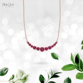 Statement Pink Tourmaline Necklace In 14k Solid Gold