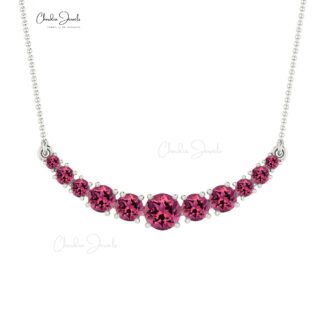 Statement Pink Tourmaline Necklace In 14k Solid Gold