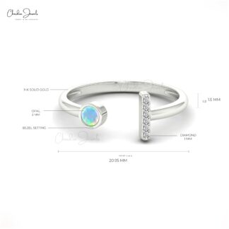 Split Shank Gemstone Ring in 14k Real Gold Fire Opal And Pave Diamond Proposal Ring