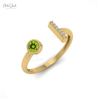 Split Shank 7 Stone Ring in 14k Solid Gold Peridot 3mm Gemstone And Diamond Rings For Her