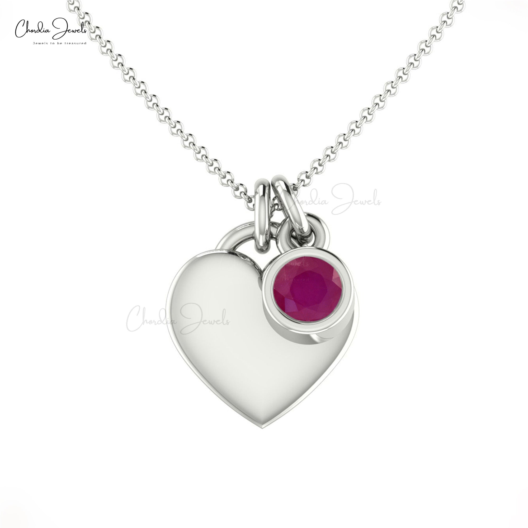 Solitaire Love Necklace In 14k Pure Gold Burma Ruby 0.10 Ct Gemstone Chain Necklace