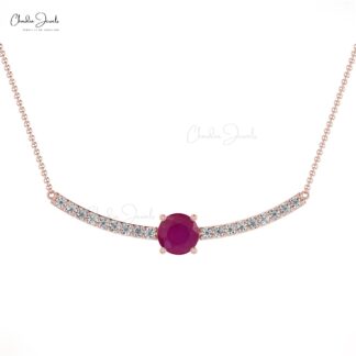Statement Ruby & Diamond 14K Gold Birthstone Necklace For Her
