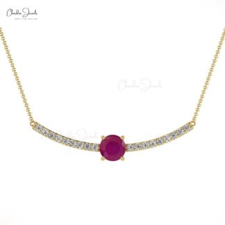 Statement Ruby & Diamond 14K Gold Birthstone Necklace For Her