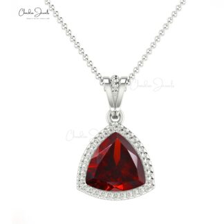 Real 14k Gold Dangle Pendant In 1 Ct Red Garnet January Birthstone Necklace For Her