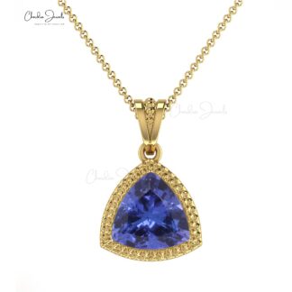 Solitaire Minimal Pendant With 6mm Tanzanite Prong Set In 14k Solid Gold Necklace