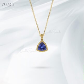 Solitaire Minimal Pendant With 6mm Tanzanite Prong Set In 14k Solid Gold Necklace