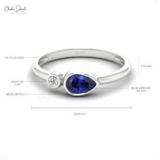 Natural Blue Sapphire 2 Stone Band In 14k Solid Gold Diamond Wedding Rings For Women