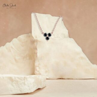 Trilogy Chain Necklace In 0.51 Ct Black Diamond Prong Set In 14k Real Gold Necklace For Her