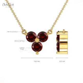 Cluster Wedding Necklace With 0.42 Ct Red Garnet 14k Solid Gold Fine Jewelry For Her