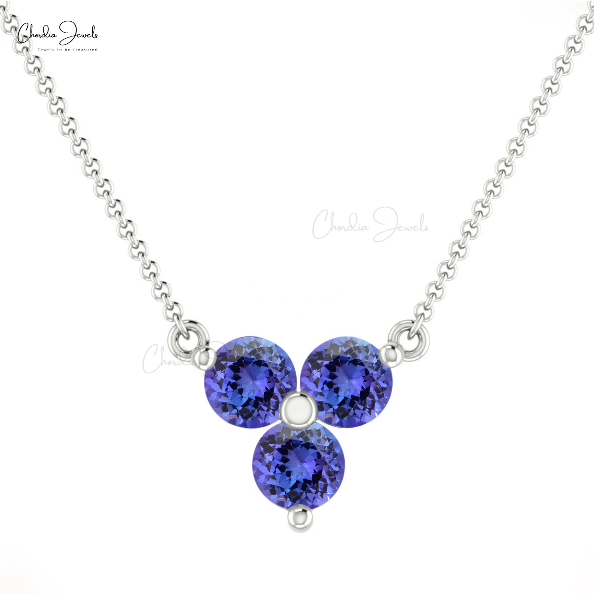 Solid 14k Gold Cluster Necklace With 3mm Tanzanite December Birthstone Unique Necklace