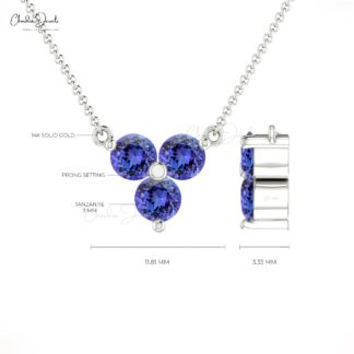 Solid 14k Gold Cluster Necklace With 3mm Tanzanite December Birthstone Unique Necklace
