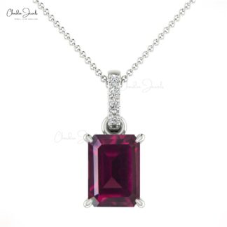 Dangle Wedding Pendant In 14k Gold Rhodolite Garnet 1 Ct Gemstone And Diamond Necklace
