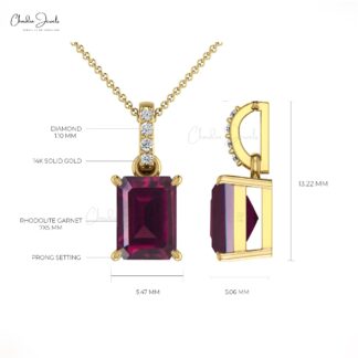 Dangle Wedding Pendant In 14k Gold Rhodolite Garnet 1 Ct Gemstone And Diamond Necklace