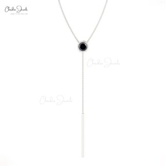 Genuine Black Diamond Y Drop Necklace In Real 14k Gold Light Weight Jewelry For Mom
