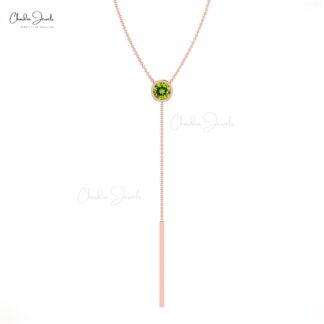 Solitaire Y Drop Necklace With 0.23 Ct Peridot Gemstone 14k Real Gold Minimal Necklaces
