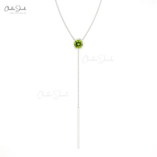 Solitaire Y Drop Necklace With 0.23 Ct Peridot Gemstone 14k Real Gold Minimal Necklaces