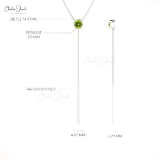 Solitaire Y Drop Necklace With 0.23 Ct Peridot Gemstone 14k Real Gold Minimal Necklaces