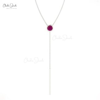 Y Drop Solitaire Necklace In 14k Pure Gold Burma Ruby 0.17 Ct Gemstone Necklaces