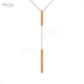 Lariat Thin Chin Necklace In Real 14k Gold Citrine 2mm Gemstone Y Drob Bar Necklace