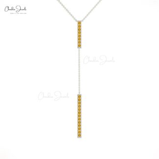 Lariat Thin Chin Necklace In Real 14k Gold Citrine 2mm Gemstone Y Drob Bar Necklace