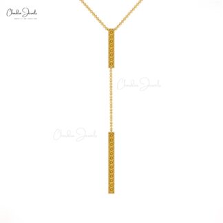 Lariat Thin Chin Necklace In Real 14k Gold Citrine 2mm Gemstone Y Drob Bar Necklace