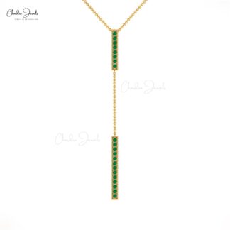 Pure 14k Gold Drop Chain Necklace In 2mm Zambian Emerald Gemstone Necklace For Her