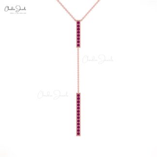 Round Cut Y Drop Pendant With 0.63 Ct Burma Ruby Pave Set in 14k Real Gold Necklaces