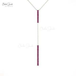 Round Cut Y Drop Pendant With 0.63 Ct Burma Ruby Pave Set in 14k Real Gold Necklaces