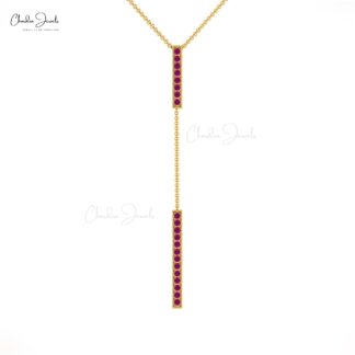 Round Cut Y Drop Pendant With 0.63 Ct Burma Ruby Pave Set in 14k Real Gold Necklaces