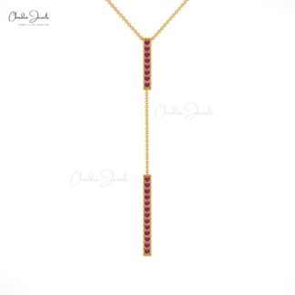 Genuine Pink Tourmaline 14k Solid Gold Long Drop Necklace