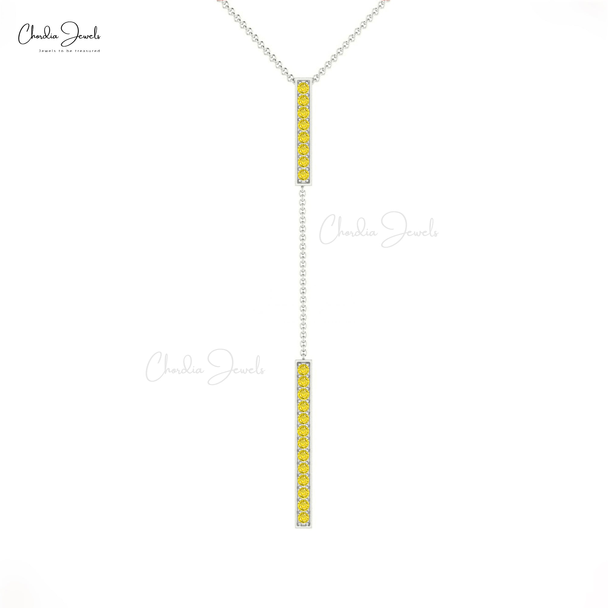 Y Drop Brilliant Cut Necklace In Pure 14k Gold Yellow Sapphire Minimal Pendant Necklaces