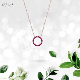 Solid 14k Gold Karma Necklace With 0.6 Ct Burma Ruby Circle Chain Necklaces For Her